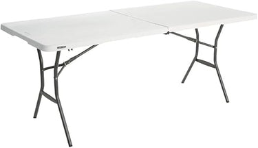 LIFETIME 20105 - Mesa Rectangular Plegable Blanco Efecto Granito 184 x 76 x 73.5 cm
